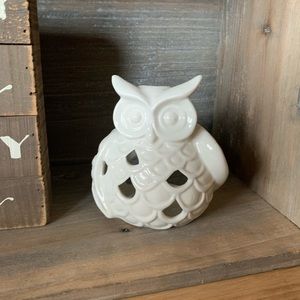 White Owl Candle Holder